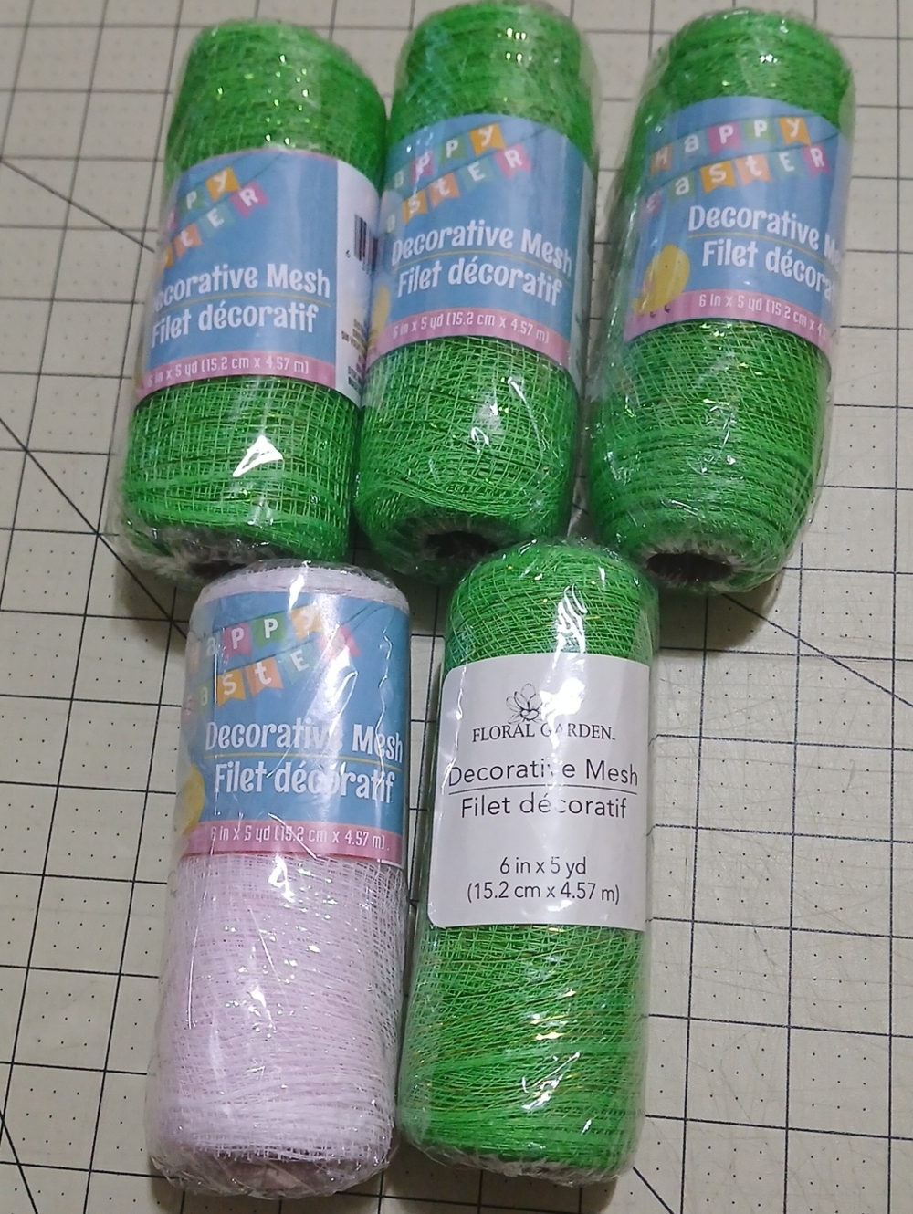 Deco Mesh Bundle - Light Green/White